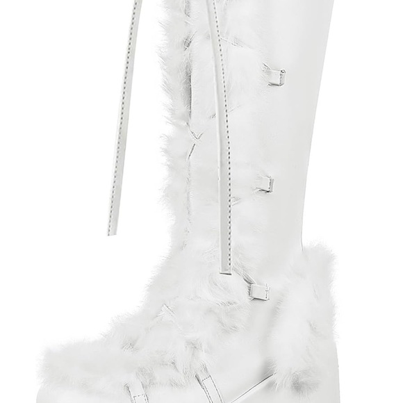 NEW WINTER FUR PLATFORM BOOTS, WHITE - Picture 7 of 7